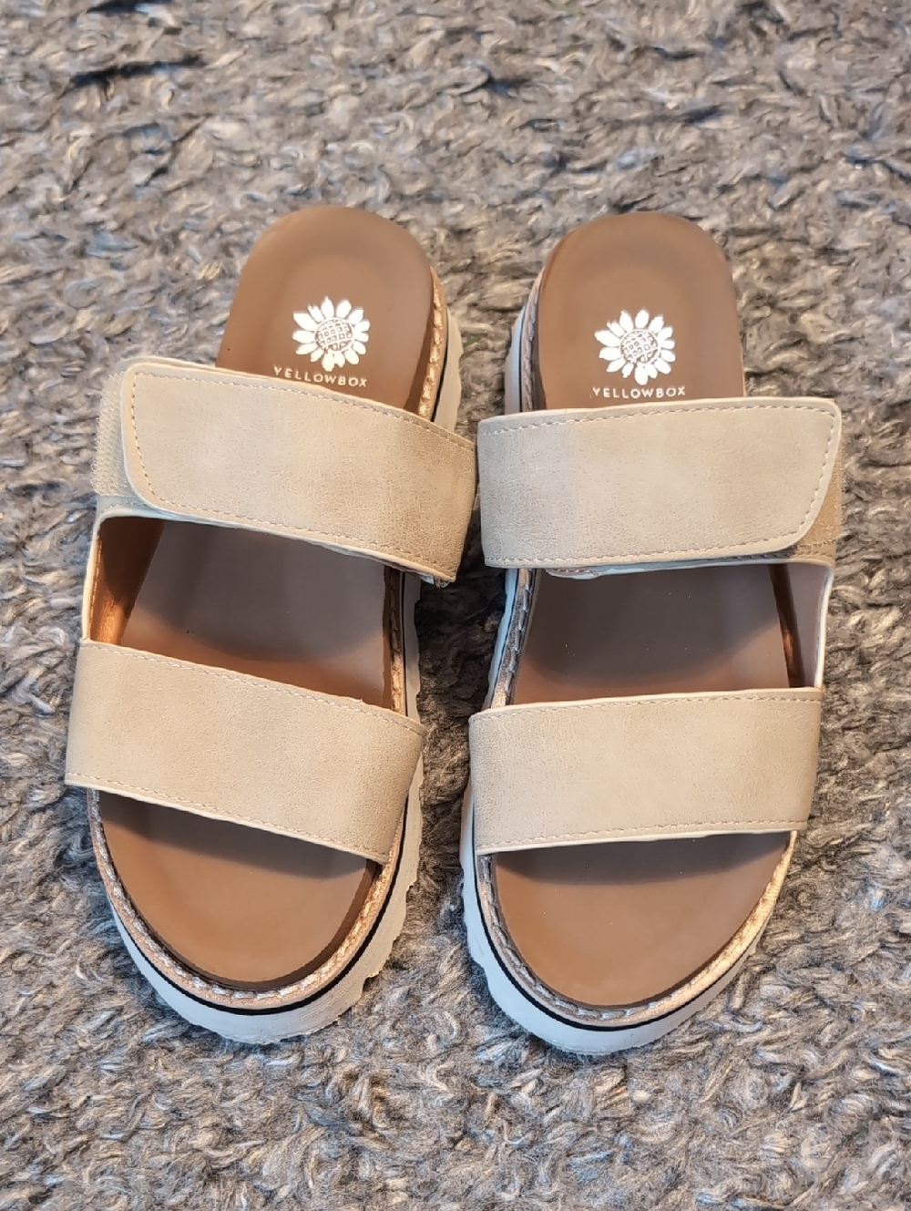 Yellowbox Beige Double-Strap Slide Sandals